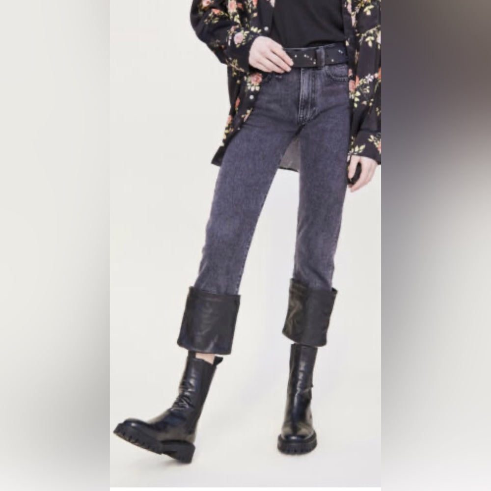 New with tags R13 Axl Slim Jeans w/Leather Cuff Stone Black size 27.